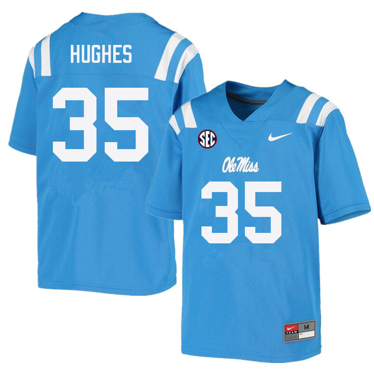 Reginald Hughes Ole Miss Rebels NCAA Men's Powder Blue #35 Stitched Limited College Football Jersey THX0458JD